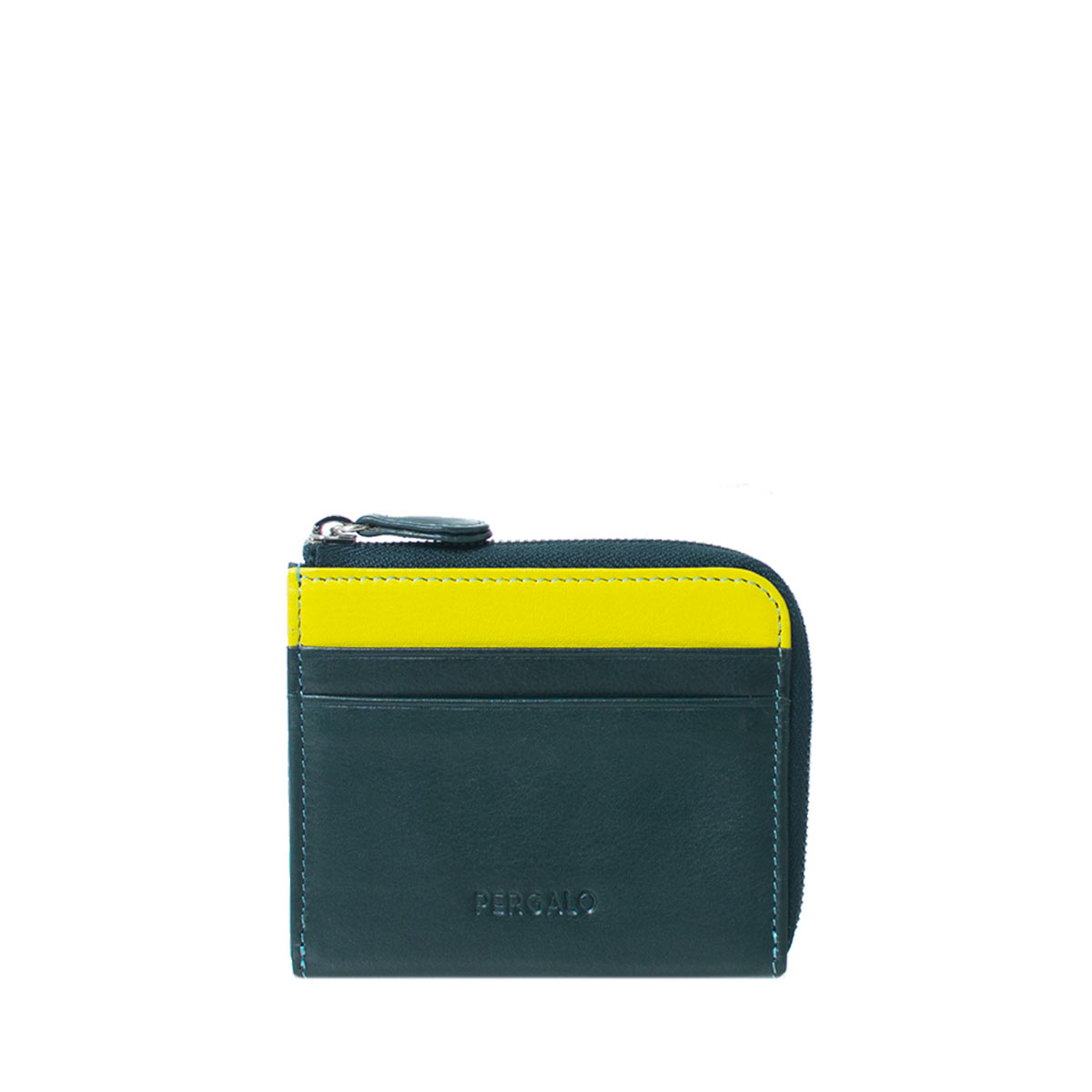 Leather Zip Around Card Holder - Teal