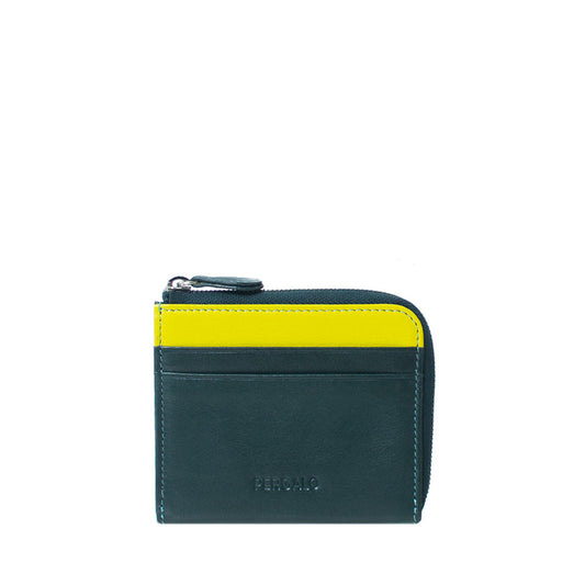 Leather Zip Around Card Holder - Teal