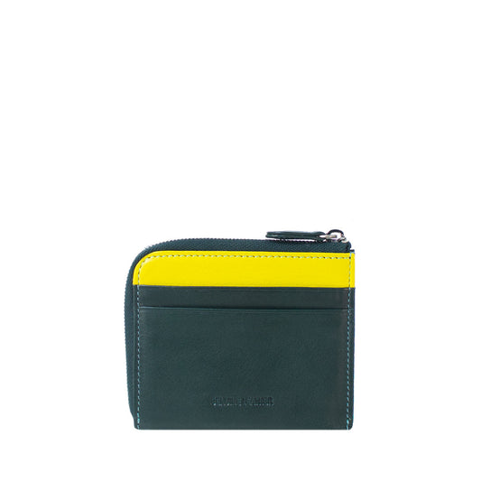 Leather Zip Around Card Holder - Teal