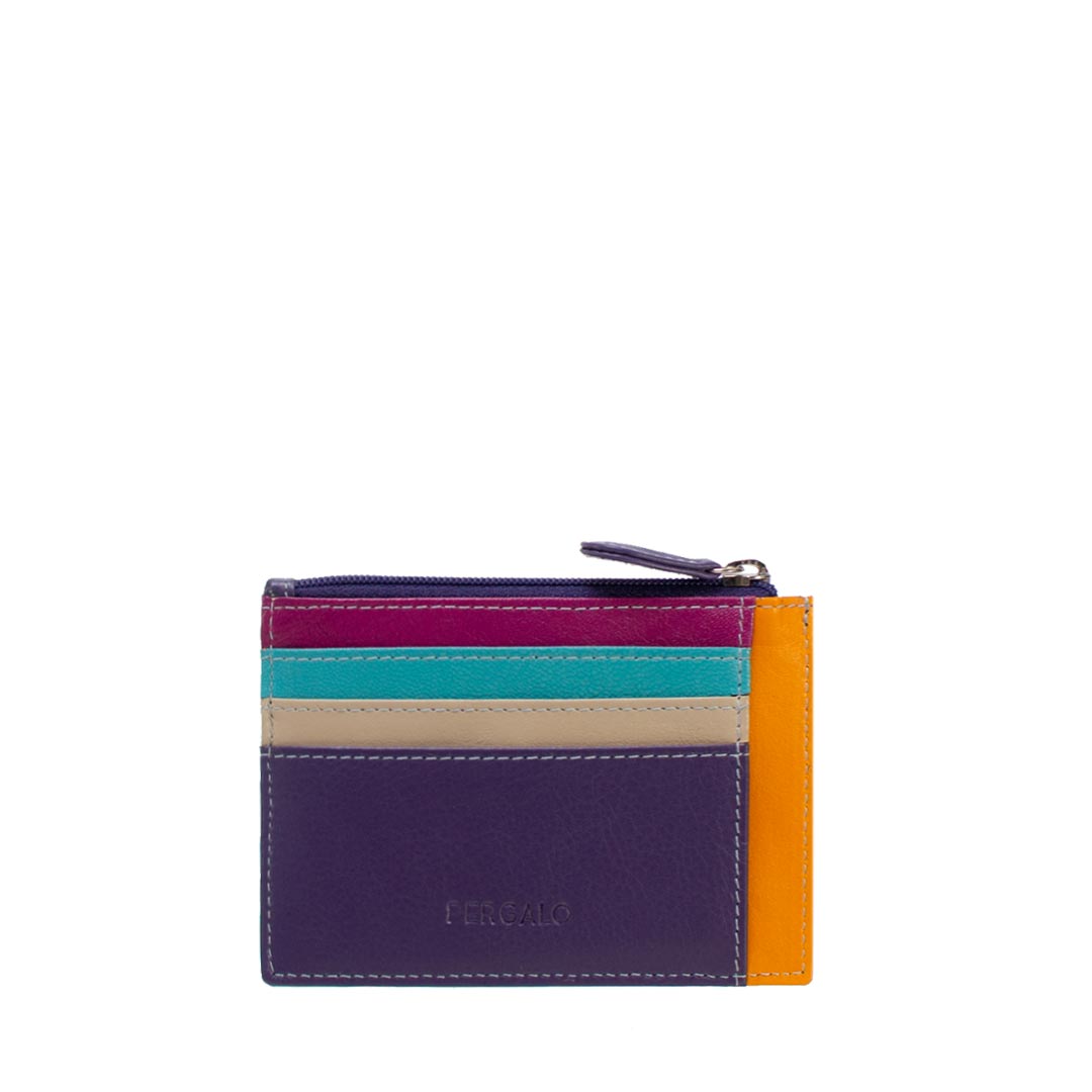 Pergalo Multi Colour Leather Card Holder