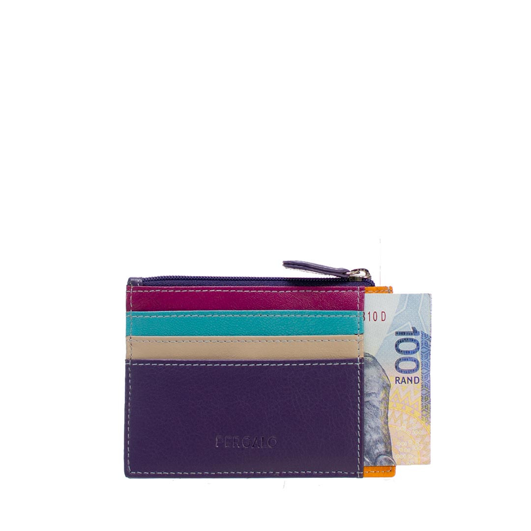 Pergalo Multi Colour Leather Card Holder